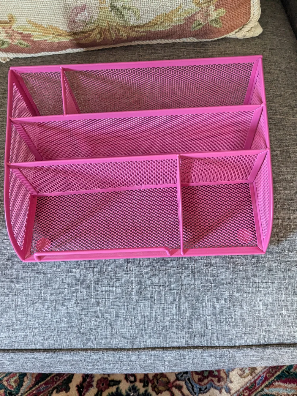 Pink Mesh Desk Or Makeup Organizer